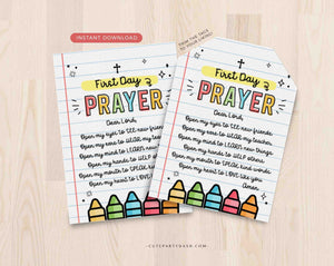 First Day of School Prayer Tag INSTANT DOWNLOAD Sunday School Printable Prayer Tag Lord bless Religious Tag Blessing card Back To School tag