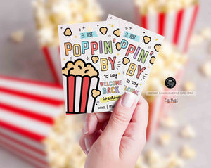 Popcorn Welcome Back To School Gift Tag EDITABLE First Day of School gift Teacher Classmate Gift Poppin' by Tag Pop by card INSTANT DOWNLOAD