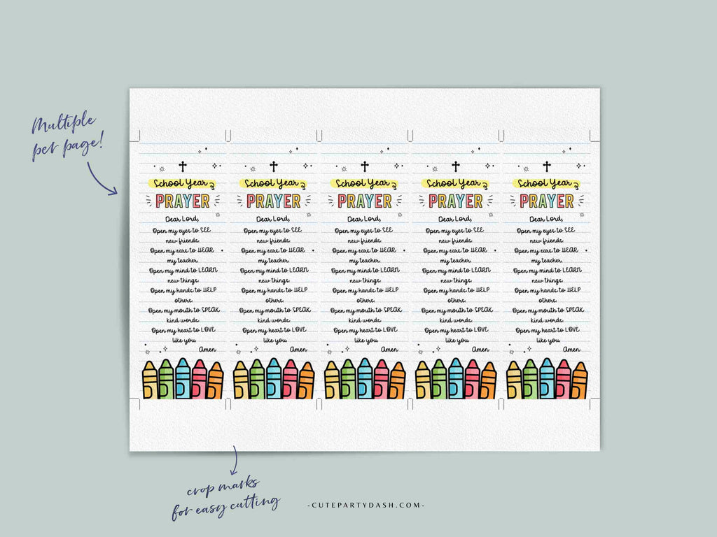 First Day of School Prayer Bookmark for kids INSTANT DOWNLOAD – Cute Party Dash first-day-of-school-prayer-bookmark-for-kids-instant-download-cute-party-dash