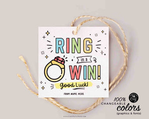 Ring in a Win Team Gift Tag INSTANT DOWNLOAD Printable Good Luck Big Game Day Gift Cheer Dance Camp Squad Pop Gem Ring Candy Pun Tag Team