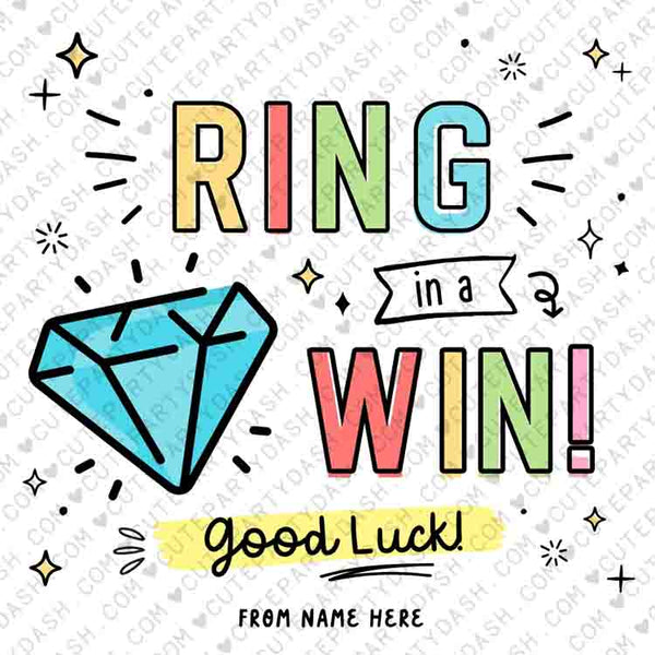 Ring in a Win Team Gift Tag INSTANT DOWNLOAD Printable Good Luck Big Game Day Gift Cheer Dance Camp Squad Pop Gem Ring Candy Pun Tag Team