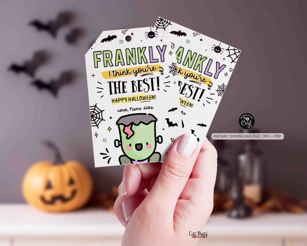 EDITABLE Frankenstein Halloween Printable Tag INSTANT DOWNLOAD Halloween Treat Tag Friend Classroom Trick or Treat Non Candy Party Favor