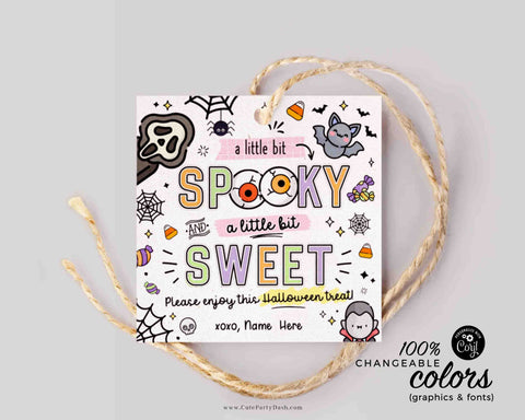 EDITABLE Halloween Spooky & Sweet Gift Tag INSTANT DOWNLOAD Teacher Staff Classmate Cookie Tag Trick or Treat Goody Bag Favor Sticker Label