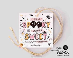 EDITABLE Halloween Spooky & Sweet Gift Tag INSTANT DOWNLOAD Teacher Staff Classmate Cookie Tag Trick or Treat Goody Bag Favor Sticker Label