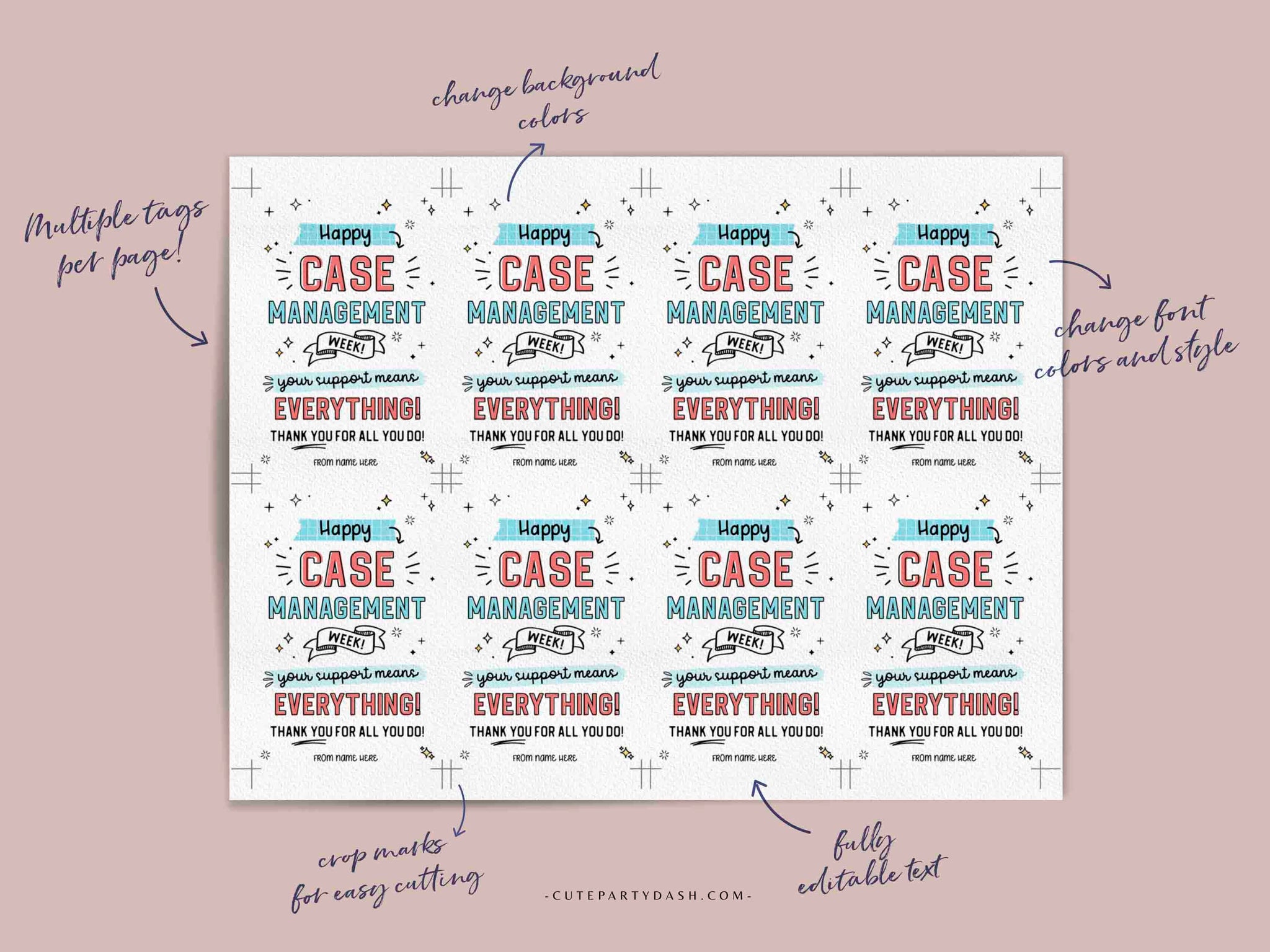 Case File Tag Case Management Week Printable Gift Tag – Cute Party Dash