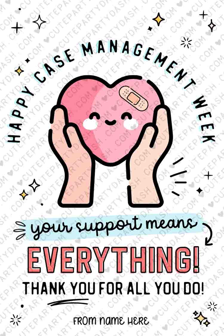 Pretty Case Management Label Case Management Week Printable Gift Tag – Cute Party Dash