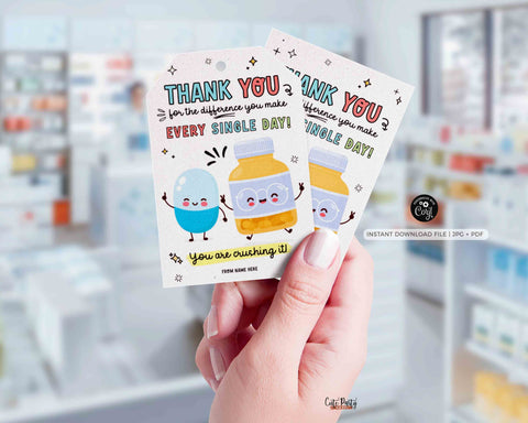 Pharmacy Week Appreciation Gift Tag INSTANT DOWNLOAD Printable RX Pharmacy Tech Thank You Gift Tag Editable Gift for Pharmacist appreciation