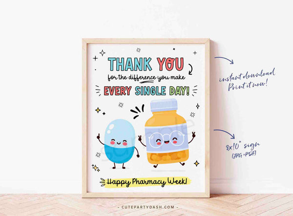 Pharmacy Week Appreciation Gift Tag INSTANT DOWNLOAD Printable RX Pharmacy Tech Thank You Gift Tag Editable Gift for Pharmacist appreciation