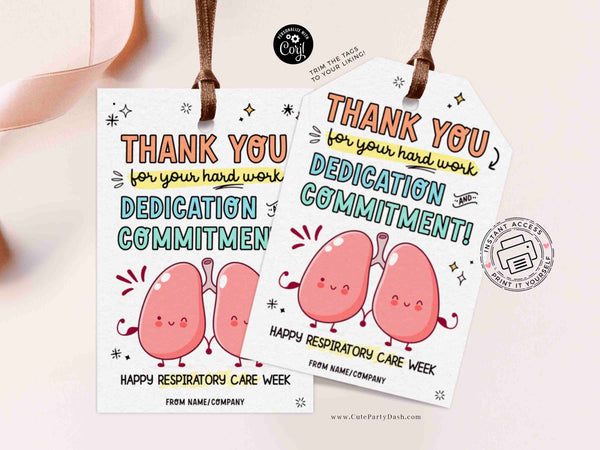 Respiratory Care Week Gift Tag INSTANT DOWNLOAD Printable Respiratory Care Week appreciation Thank You Editable Gift Respiratory Therapist