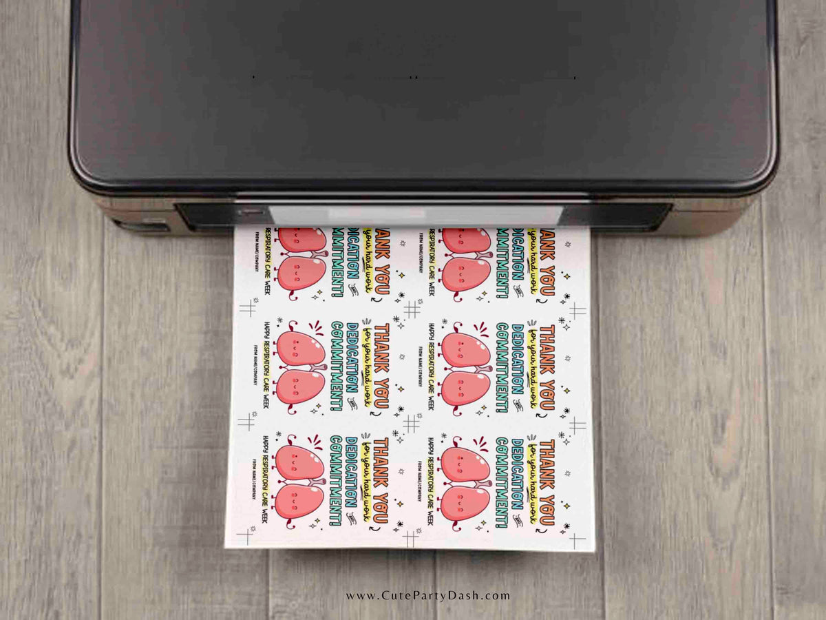 Respiratory Care Week Appreciation Gift Tag Printable – Cute Party Dash