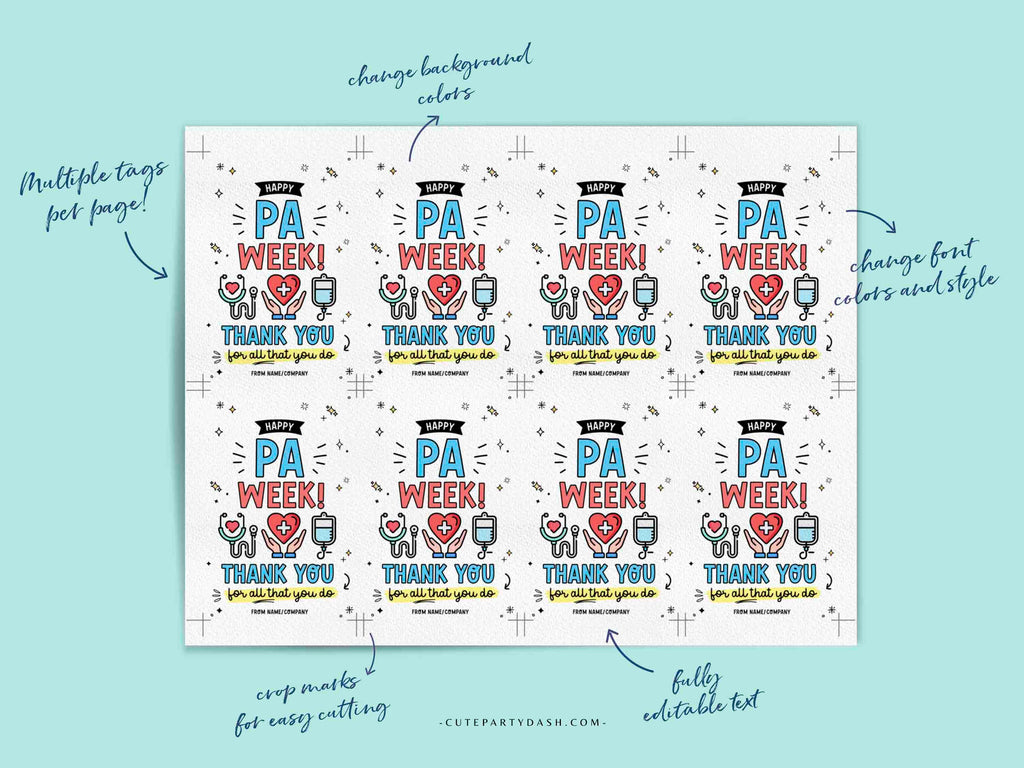 Pa Week Printable Sign Sterile Processing Week Printable Gift Tag – Cute Party Dash