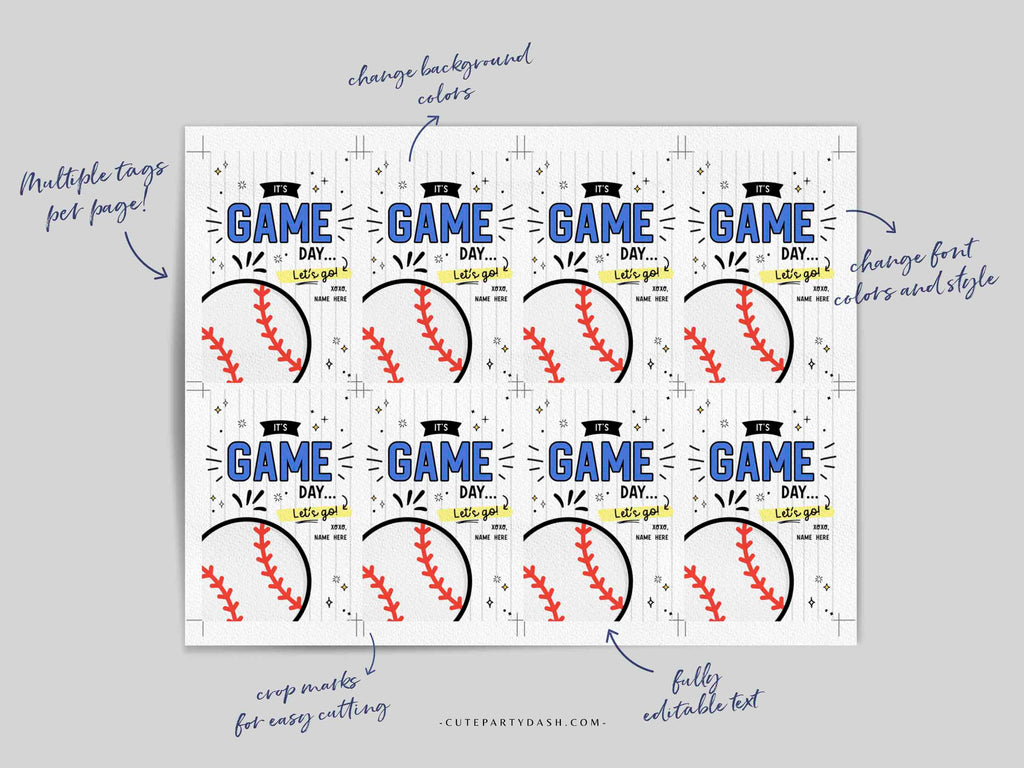 Baseball Game Day Good Luck Gift Tag – Cute Party Dash baseball-game-day-good-luck-gift-tag-cute-party-dash