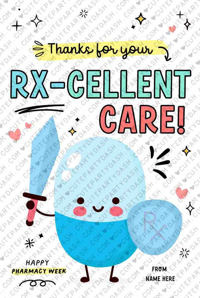 Pharmacy Week Appreciation Gift Tag INSTANT DOWNLOAD Printable RX Pharmacy Tech Thank You Gift Tag Editable Gift for Pharmacist appreciation