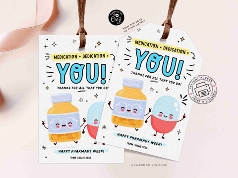 Pharmacy Week Appreciation Gift Tag INSTANT DOWNLOAD Printable RX Pharmacy Tech Thank You Gift Tag Editable Gift for Pharmacist appreciation