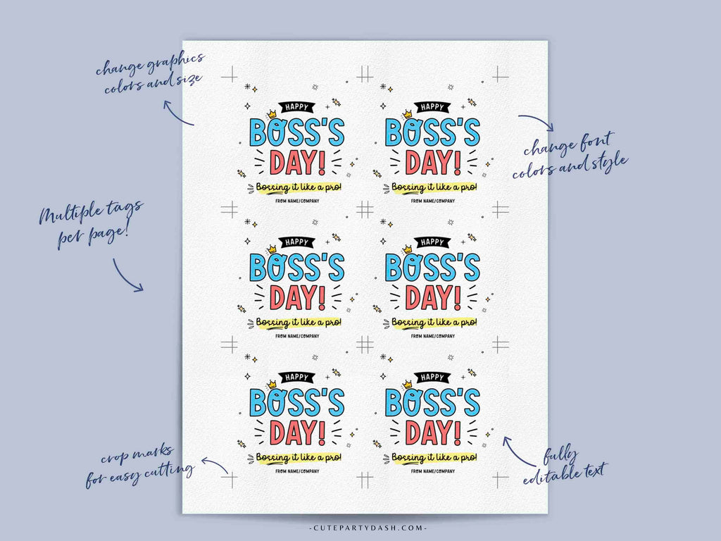 happy-boss-s-day-gift-tag-printable-cute-party-dash for Best Boss Card Printable Free Happy Boss's Day gift tag Printable – Cute Party Dash for Best Boss Card Printable Free