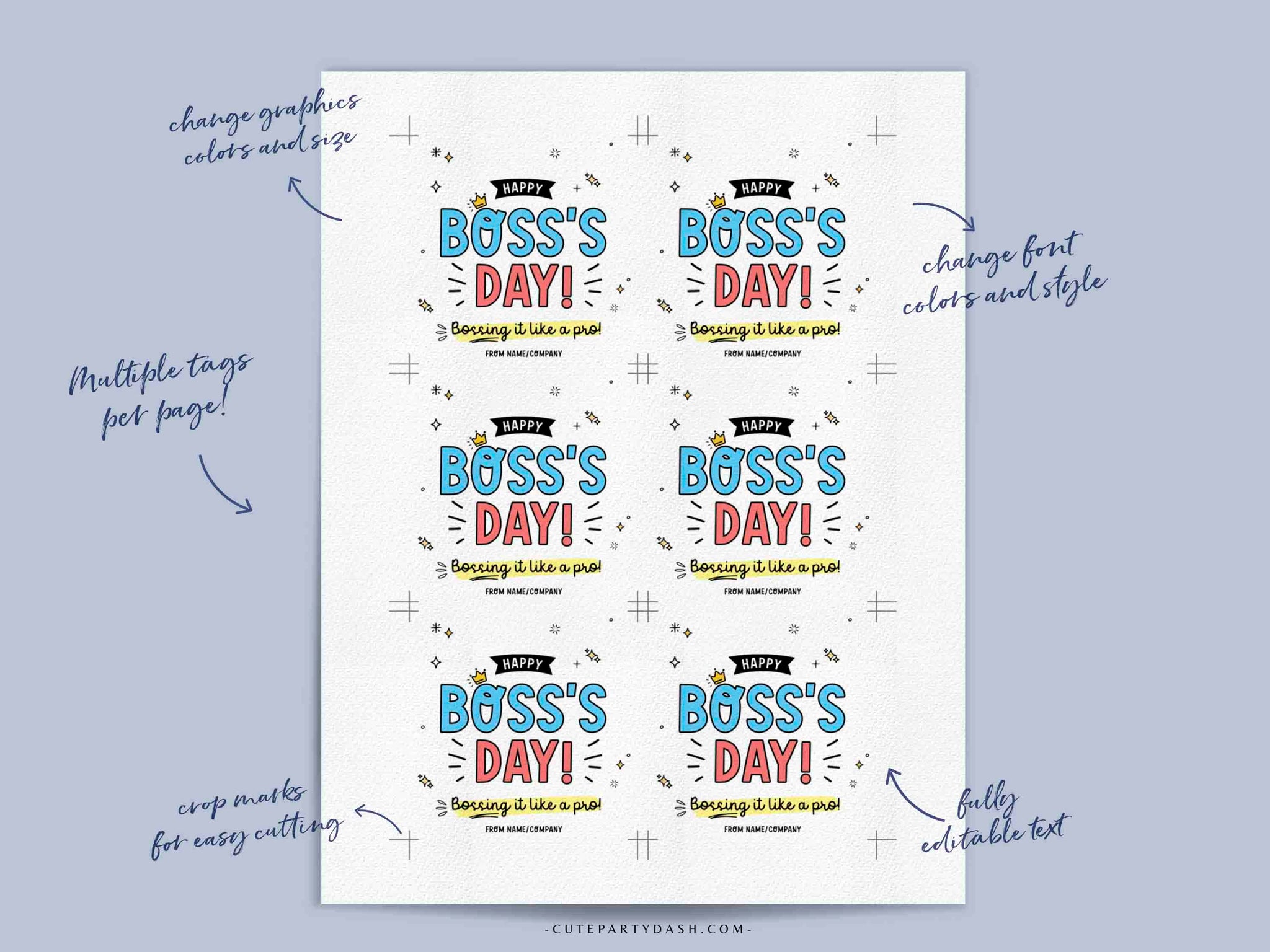 Happy Boss's Day gift tag Printable – Cute Party Dash