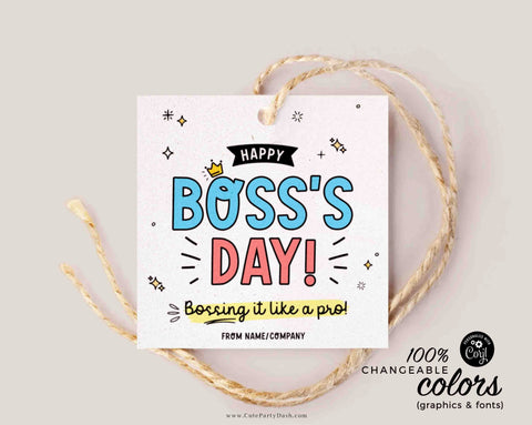 EDITABLE Boss's Day Printable Gift Tag INSTANT DOWNLOAD Best Boss Ever Tags National Boss's Day Gift for Bosses Day Gifts Men Women Card