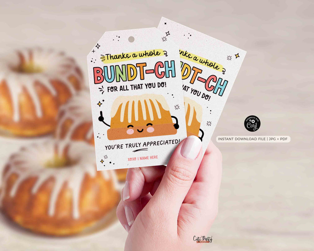 Thanks a Bundt ch For All That You Do Bundt Cake Tag Cute Party Dash