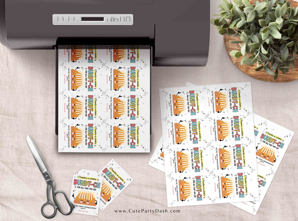 Thanks a Bundt ch For All That You Do Bundt Cake Tag Cute Party Dash