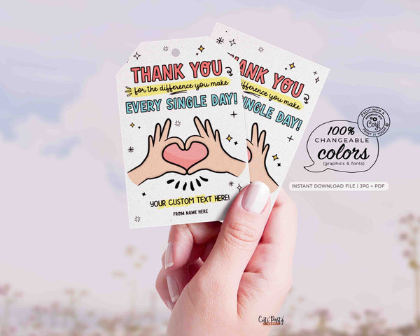 Thank You For all you do Gift Tag INSTANT DOWNLOAD Printable Editable Teacher Appreciation Week Thank You Gift for Nurse Staff Volunteer
