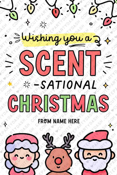 Wishing you a SCENTsational Christmas Tag INSTANT DOWNLOAD Editable Printable Happy Holidays gift Tag Candle Christmas gift for her