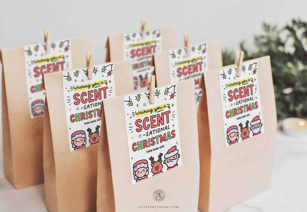 Wishing you a SCENTsational Christmas Tag INSTANT DOWNLOAD Editable Printable Happy Holidays gift Tag Candle Christmas gift for her