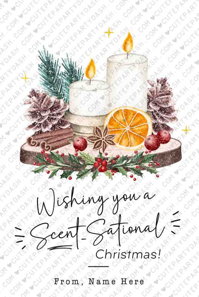 Wishing you a SCENTsational Christmas Tag INSTANT DOWNLOAD Editable Printable Happy Holidays gift Tag Candle Christmas gift for her