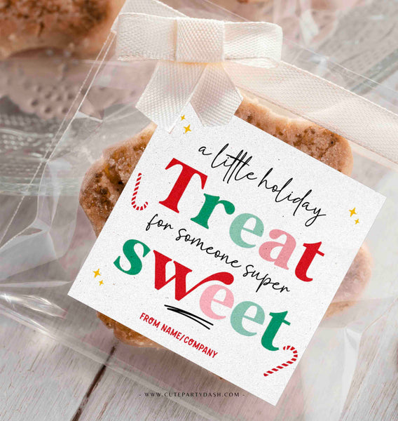 A Little Holiday Treat Christmas Tag printable INSTANT DOWNLOAD Editable Merry Christmas gift tags Happy Holidays Cookie Tag gift for