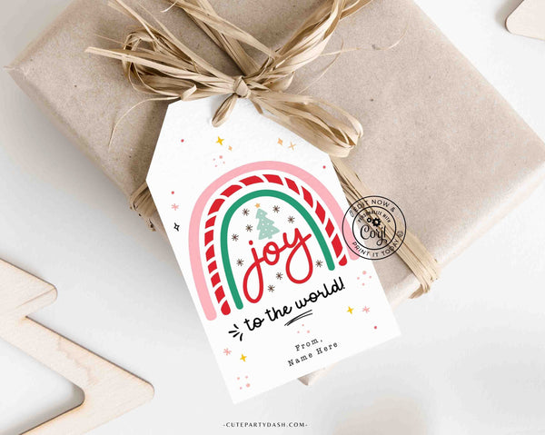 Joy to the World Christmas Gift Tag Printable INSTANT DOWNLOAD Editable Merry Christmas Happy Holidays Party Employee Company Staff Teacher