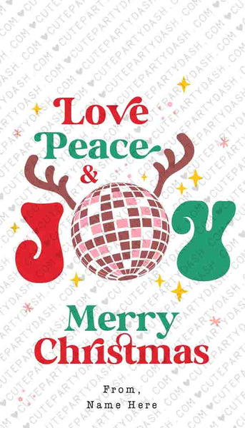 Love Peace Christmas Gift Tag Printable INSTANT DOWNLOAD Editable Merry Christmas Happy Holidays Party Employee Company Staff Teacher