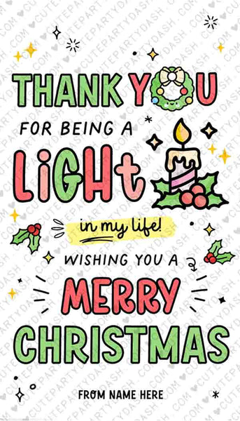 Christmas Candle Gift Tag Printable Holiday Gift Tags Printable INSTANT DOWNLOAD EDITABLE Thank You Christmas Appreciation Teacher Tags