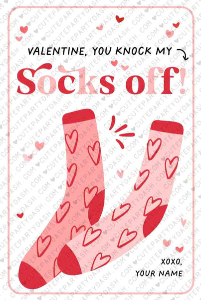 You Knock My Socks Off Classroom Valentine Kids Tag Printable INSTANT DOWNLOAD Happy Valentine's Day EDITABLE Non-Candy Preschool Classroom