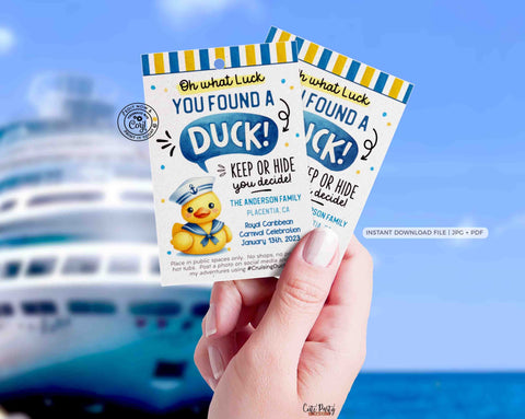 Editable You found a Duck Cruising Ducks Tag template Cruise ship rubber ducks Game Printable Tag Duck Favor #cruisingducks INSTANT DOWNLOAD
