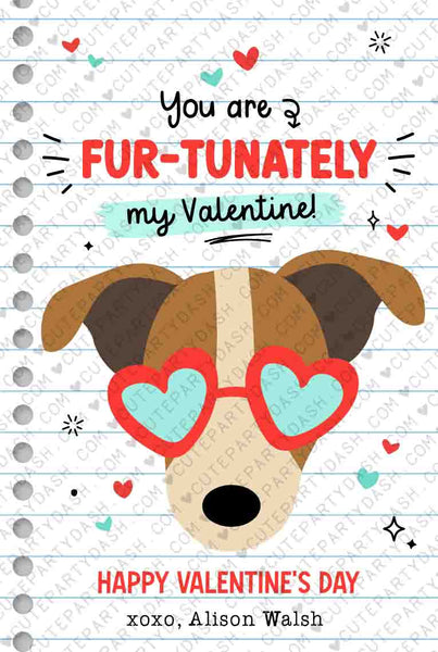Printable Dog Valentine's Day Card Printable INSTANT DOWNLOAD Classroom Valentine Kids School Tag Happy Valentine's Day EDITABLE Puppy tag