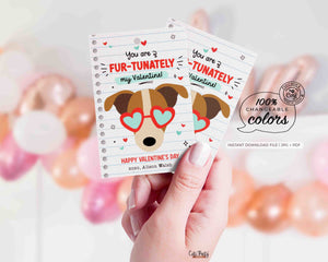 Printable Dog Valentine's Day Card Printable INSTANT DOWNLOAD Classroom Valentine Kids School Tag Happy Valentine's Day EDITABLE Puppy tag