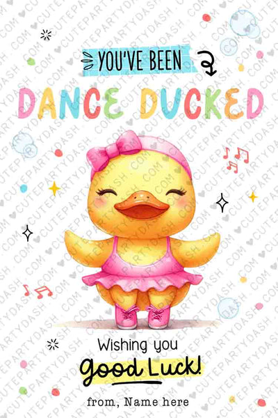 Editable You've been Dance Ducked Tag, Cheerleader good luck treat tag, Dance Team Printable Duck Tag, Dancing Gift ideas INSTANT DOWNLOAD