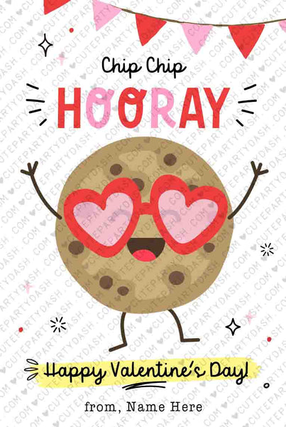 Chip Chip Hooray Valentine Cookie Tag Printable INSTANT DOWNLOAD Kids Classroom Cookies Treat Bag Valentines Day Treat Exchange Teacher Gift