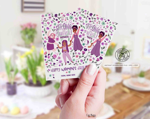 International Women's Day gift Tag Printable INSTANT DOWNLOAD Editable Happy Womens Day Printable Card Gift ideas March 8 cookie tags