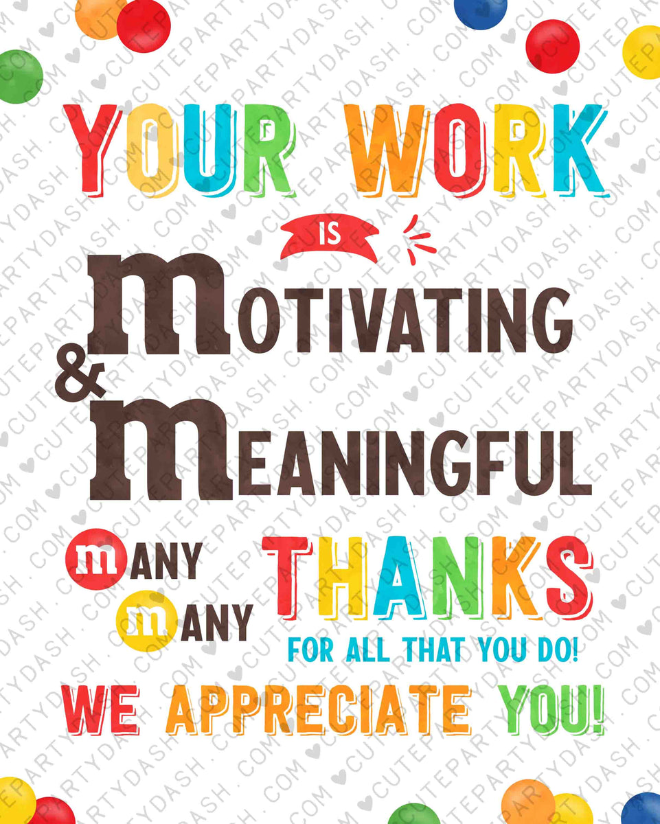 Staff Appreciation M&M Candy Sign Printable INSTANT DOWNLOAD – Cute ...