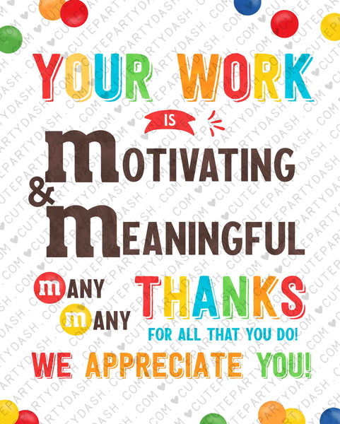 Staff Appreciation M&M Candy Sign Printable INSTANT DOWNLOAD Editable Employee Appreciation Week Poster Thank You Coworkers Break Room Candy Sign