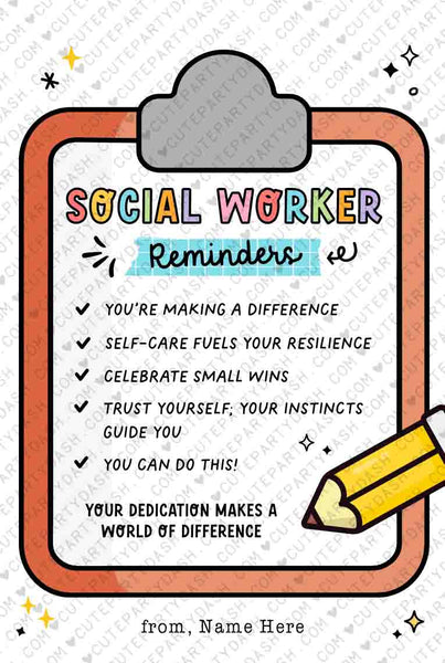 Social Work Reminders Gift Tags Printable INSTANT DOWNLOAD Editable School Social Work Month Appreciation Day Gift Card Thank You tag