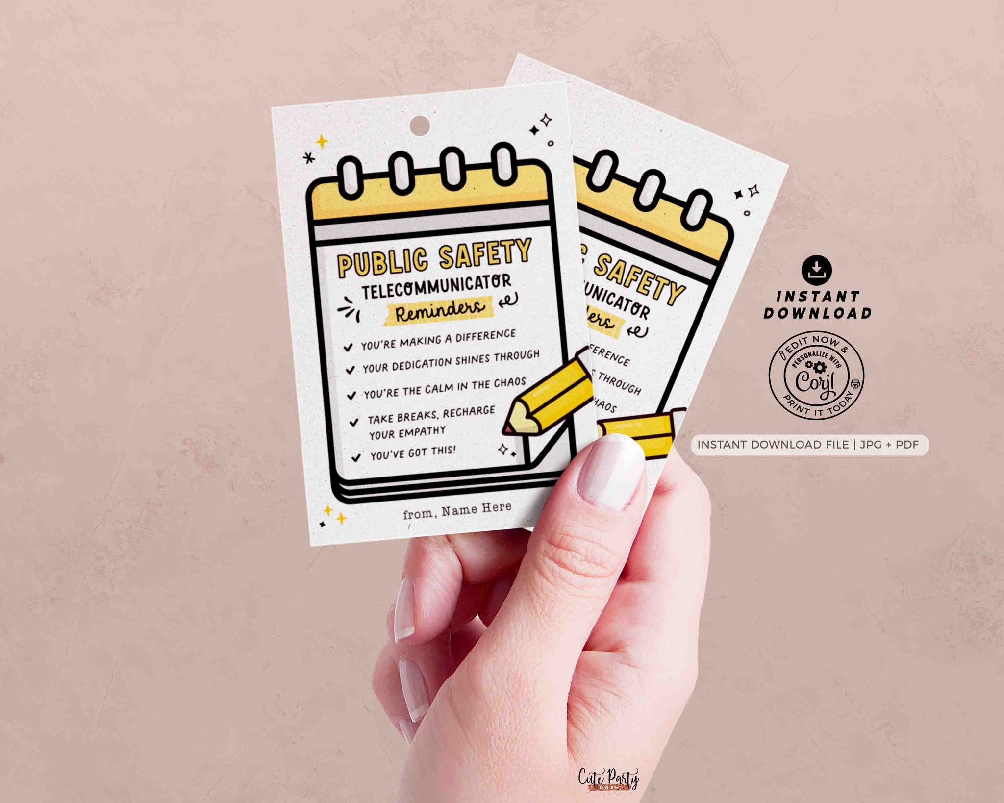 Public Safety Telecommunicators Week Thank You Gift Tags Printable INSTANT DOWNLOAD Editable 911 Dispatchers Week Appreciation Thank You tag