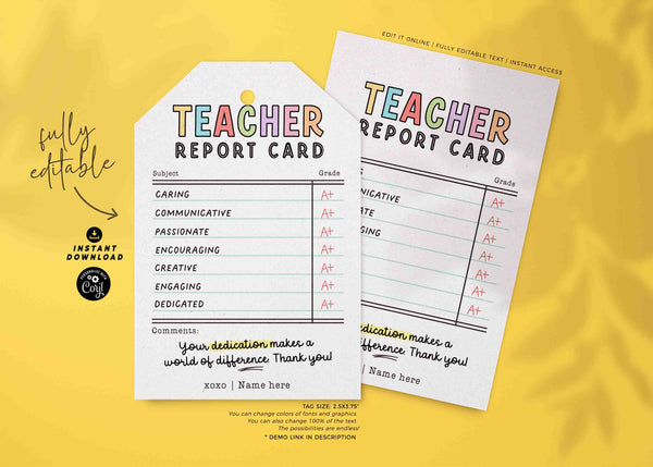 Teacher Appreciation gift Tag thank you for all you do School pto Editable Template Printable School Employee Appreciation INSTANT DOWNLOAD