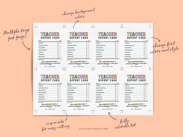 Teacher Appreciation gift Tag thank you for all you do School pto Editable Template Printable School Employee Appreciation INSTANT DOWNLOAD