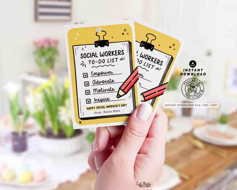 Social Work To-Do List Gift Tags Printable INSTANT DOWNLOAD Editable School Social Work Month Appreciation Day Card Thank You Motivational