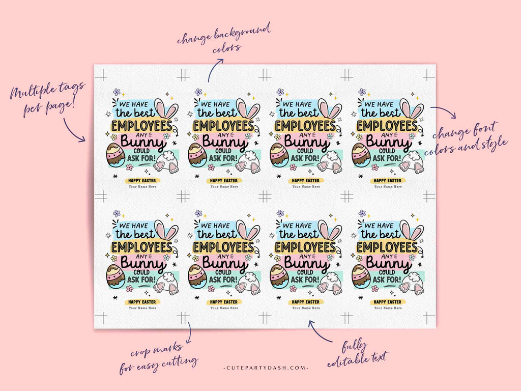 Employee Appreciation Happy Easter Gift Tag Printable INSTANT DOWNLOAD ...