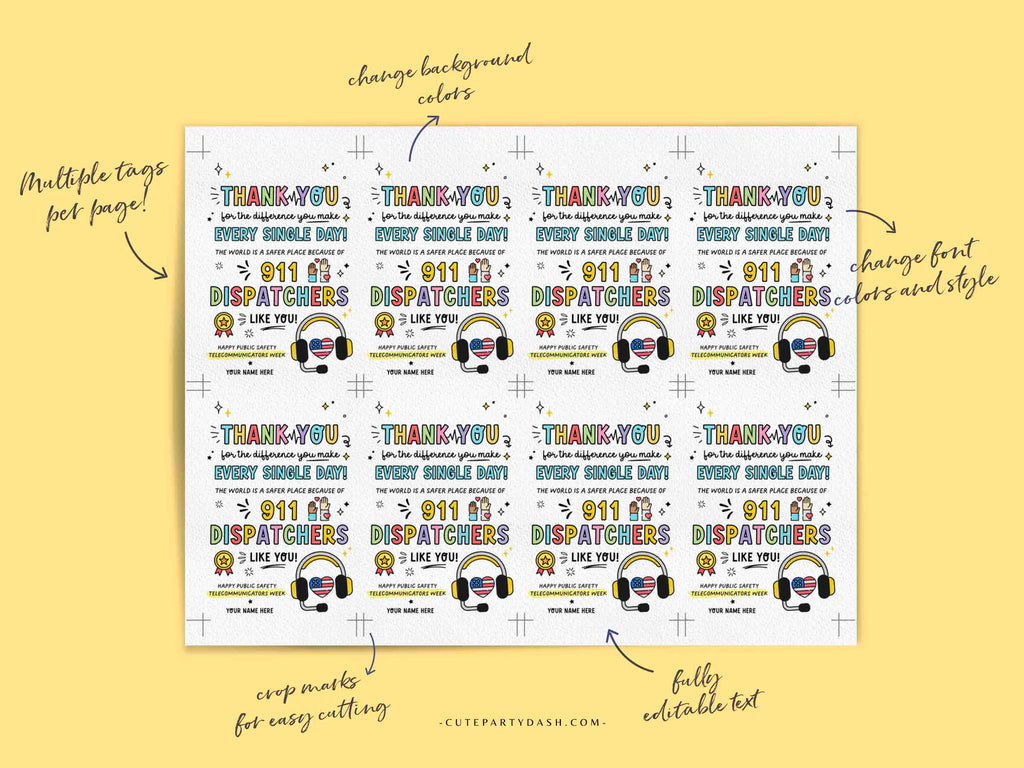 Public Safety Telecommunicators Week Printable INSTANT DOWNLOAD – Cute ...