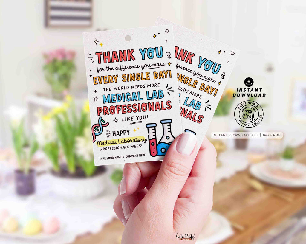 Lab Week Printable Card Lab Week Gift Tags Printable INSTANT DOWNLOAD – Cute Party Dash