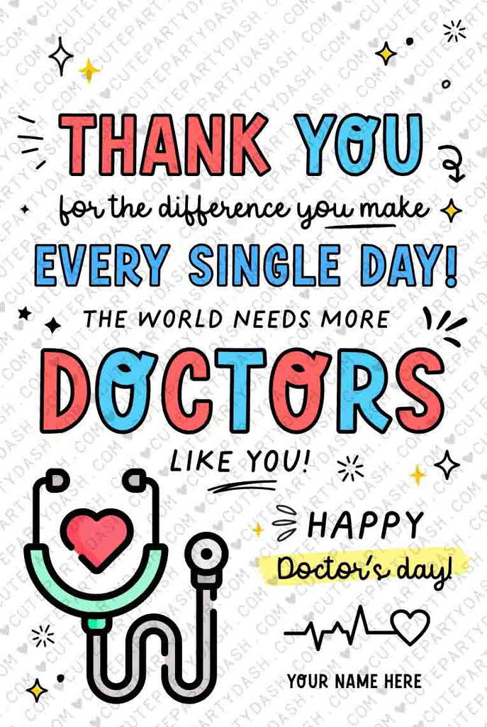 Doctor's day Gift Tags Printable INSTANT DOWNLOAD – Cute Party Dash