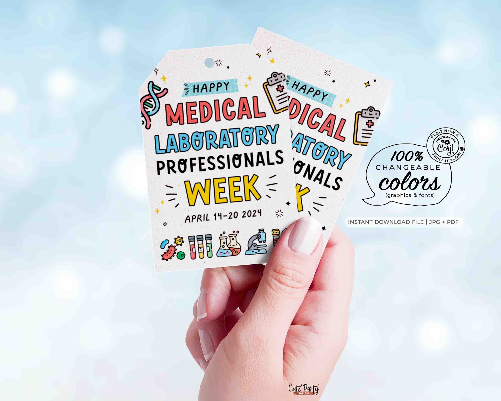 Lab Week Gift Tags Printable INSTANT DOWNLOAD – Cute Party Dash